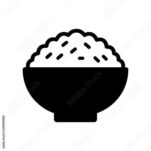 Tableau sur toile Rice Bowl icon representing staple Asian foods.