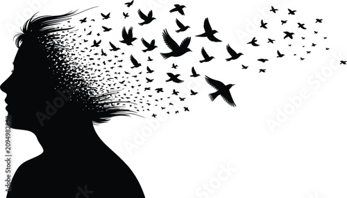 Photography Woman profile flat vector illustration concept