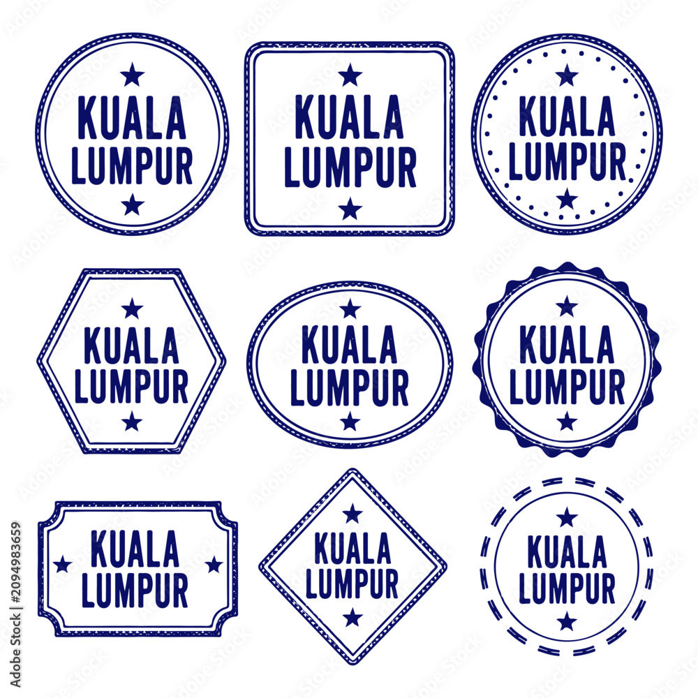 Obraz premium Kuala Lumpur stamp set. Seal set with city name on a white background