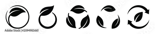 Eco friendly leaf icons set great for natural organic product and packaging design.