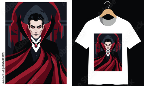 Photography Vampire count dracula portrait for apparel and gothic graphic design