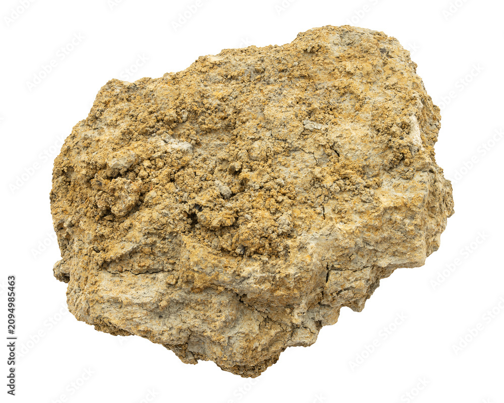 Fototapeta premium Natural dry clay lump with cracked texture isolated on transparent background 