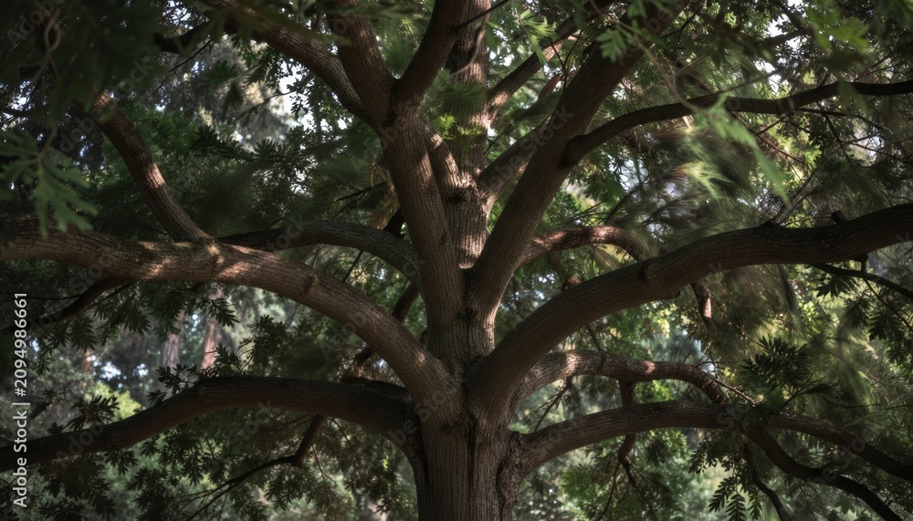 Obraz premium Ancient Tree Trunk and Branches Canopy