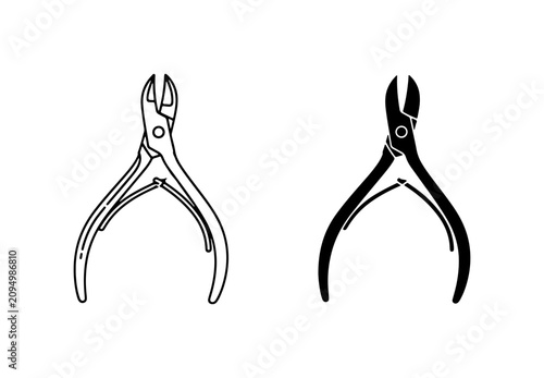Canvastavla Nail Cuticle Nipper Tools, Two Vector Icons, Black and White, Beauty and Groomin
