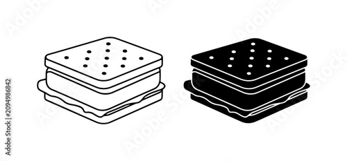 Quadro su tela Simple Sandwich Icons, Outline and Solid Fill, Food Graphics