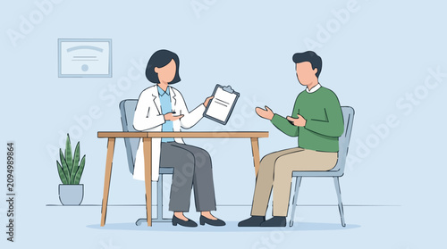 Tableau sur toile Doctor and patient discussing health issues during medical consultation