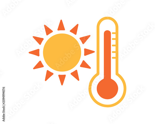High temperature weather symbol with sun and thermometer climate change thermometer temperature forecast meteorology illustration heatwave measurement climatology environment meteorological
