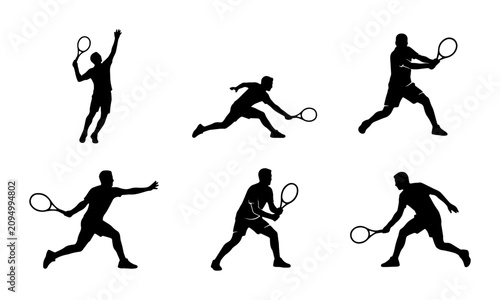 Φωτογραφία Tennis Player Silhouettes: Dynamic Action Poses for Sports Graphics, Athletic De