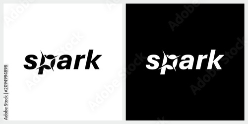 Spark typography lettering word mark logo design, symbol sparkle star