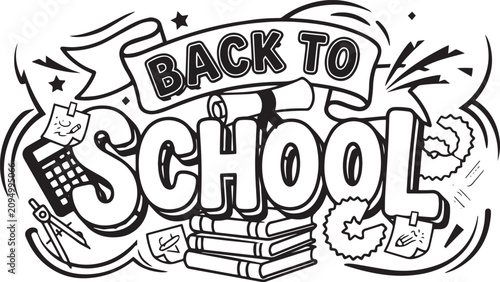 Back to school coloring page typography design