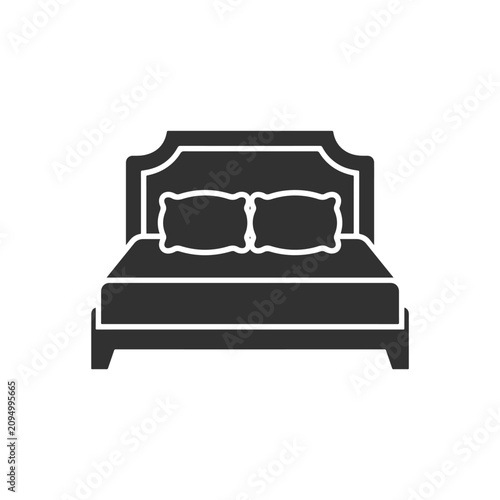 Bild auf Leinwand Modern double bed furniture silhouette vector icon