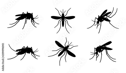 Tableau sur toile Mosquito Silhouettes Vector Set: Insect Icons for Pest Control, Biology, and Sum