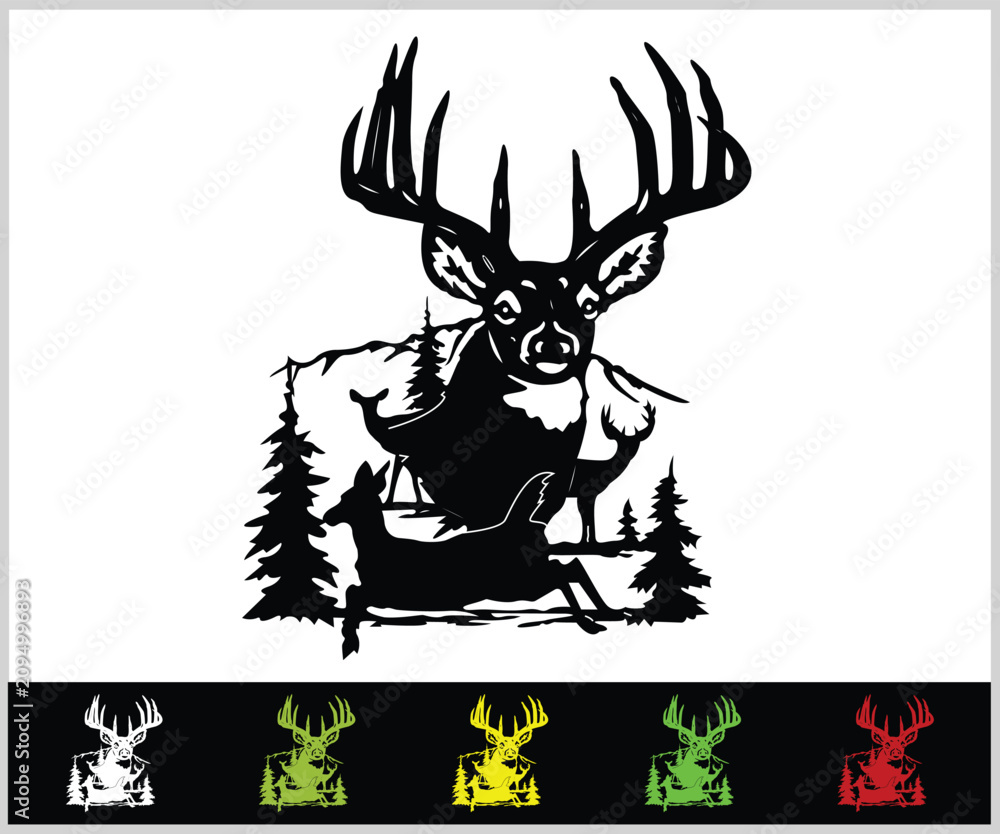 Fototapeta premium Stylized Deer and Nature Graphic Design