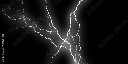 Cuadro en lienzo Thunder Stock Image In Black Background