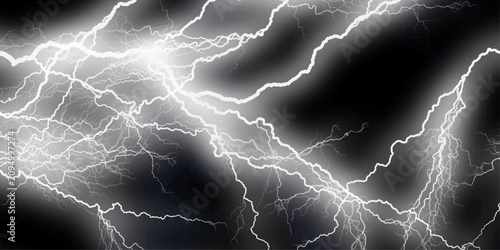 Cuadro en lienzo Thunder Stock Image In Black Background