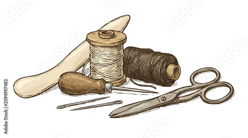 Vintage Bookbinding and Leather Craft Tools for Handmade Projects Set