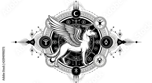 Foto Winged Horse Mythical Symbol Design.