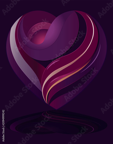 Elegant wavy purple heart vector illustration