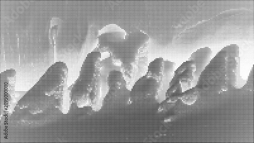 Tableau sur toile Gray and white halftone pattern with curved shapes and dots