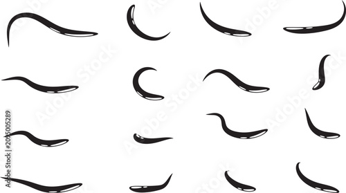 Foto Elegant black liquid strokes and flowing ink splash shapes for modern graphic design set