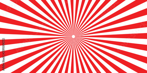 Fotografie Red and white sunburst pattern with a central white dot against a clean backdrop
