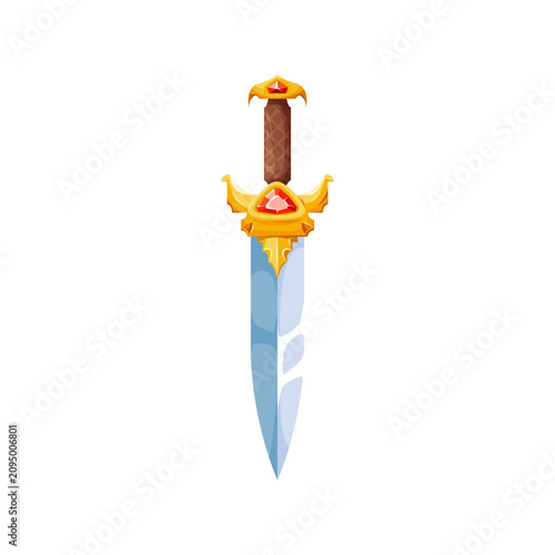 Bild auf Leinwand Fantasy sword with magic gemstones isolated cartoon stiletto magic sword icon