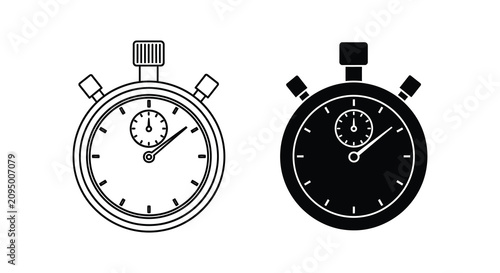 Quadro su tela Stopwatch With Buttons And Dial Black And White Silhouette timer chronograph