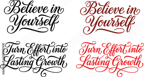 Quadro su tela Inspirational typography quotes 'believe in yourself' and 'turn effort into last
