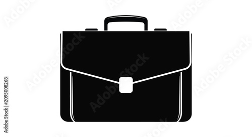 Фотография Black briefcase with handle and latch a stark silhouette case attache
