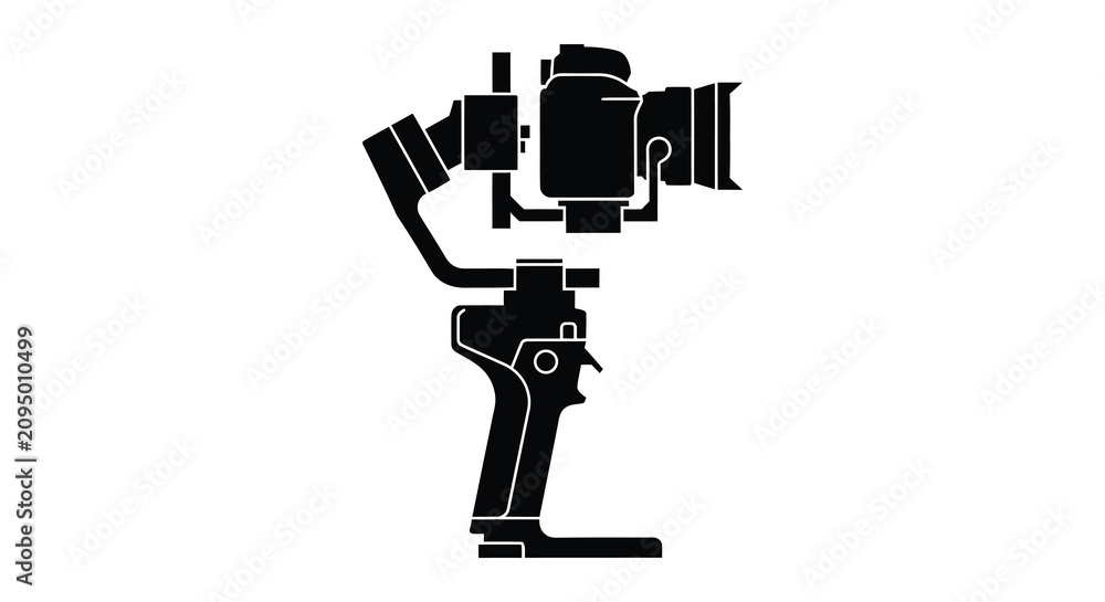 Fototapeta premium Camera gimbal stabilizer depicted as a black silhouette filmmaking videography cinematography