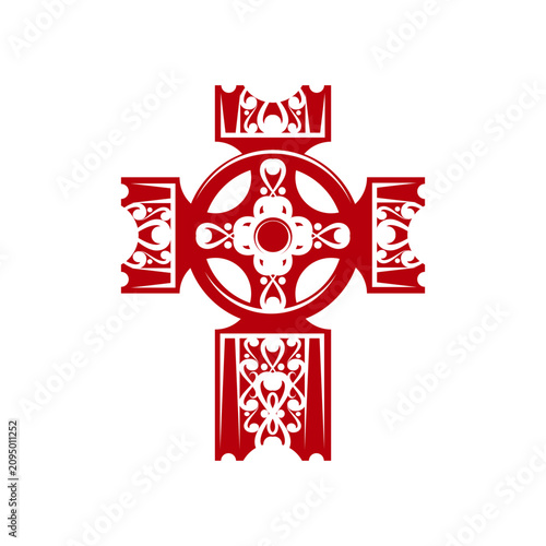 Obraz na plátně Christian crucifixes of catholic religion isolated red cross