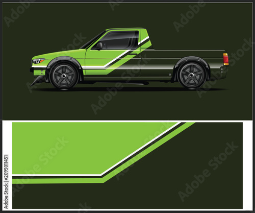 Stylish Green Racing Truck Wrap Design