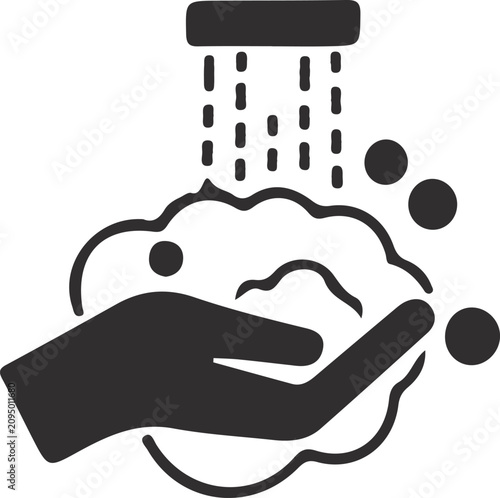 Vászonkép Hand washing with soap lather and water stream