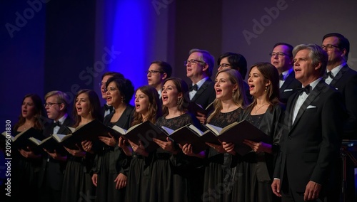 Choir Performs Outdoors During Golden Hour, Singing Songs With Sheet Music in Hand