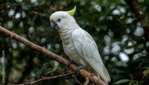 Cockatoo Perches on Branch in a Forest During Daylight Hours