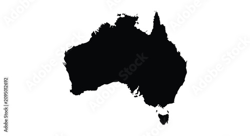 Canvastavla Australia continent shape in black silhouette against a white background silhoue