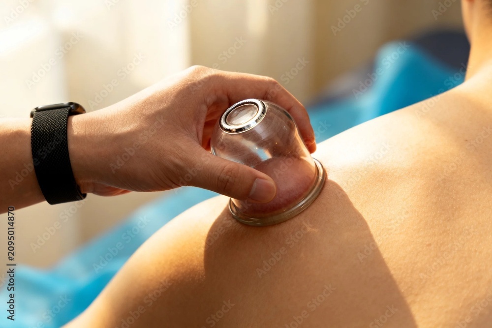 Fototapeta premium Cupping therapy on a patient's back