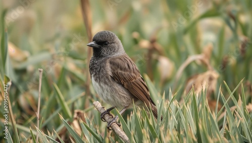Bird Foraging in Tall Grass During Daytime in a Natural Setting