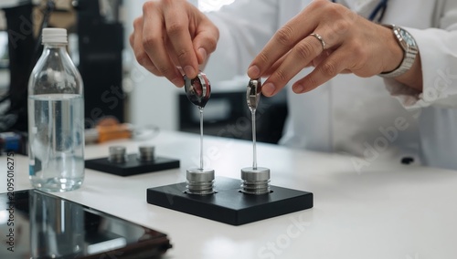 Scientist Conducts Experiment With Liquid Samples in Laboratory