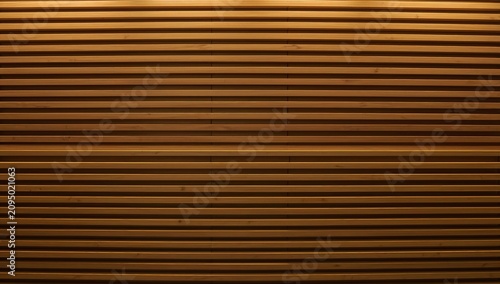Wooden Wall With Horizontal Slats and Warm Lighting in an Indoor Setting Duri...