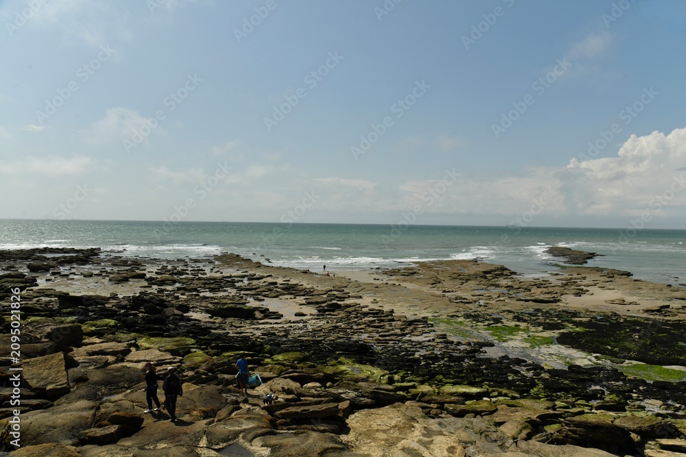 Fototapeta premium Le littoral accidenté vers le cap Gris Nez à la Côte d'Opale à Audresselle en France 