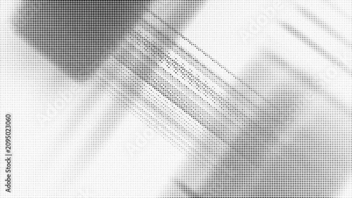 Cuadro en lienzo Halftone pattern with gradient dots and lines on white background