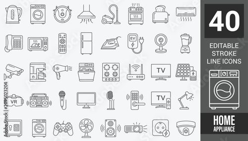 Obraz na plátně Home Appliances web icons in line style