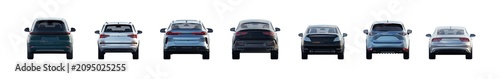 back view unbranded modern cars isolated png on a transparent background premium cutout (generic vehicles, automotive cutouts)