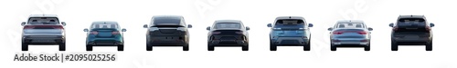 back view unbranded modern cars isolated png on a transparent background premium cutout (generic vehicles, automotive cutouts)
