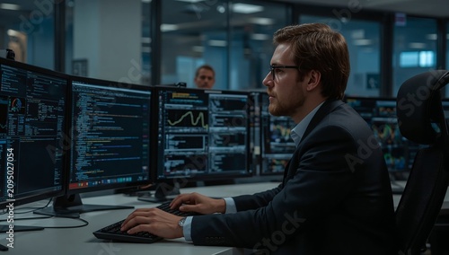 Focus on Data Analysis in a Busy Office Setting During Daytime Hours