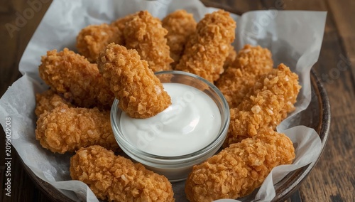 Crispy Fried Snacks Served With Dipping Sauce on a White Plate