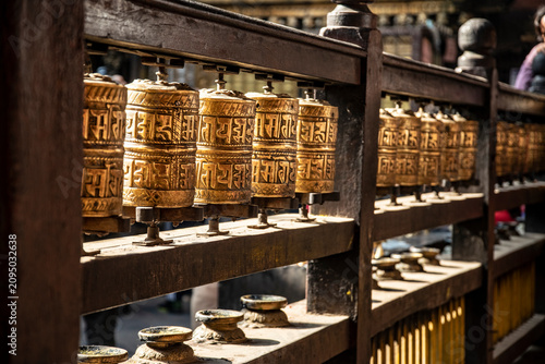 Canvastavla Buddhist Prayer Wheels at Swayambhunath Monkey Temple Kathmandu