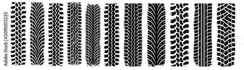 Bild auf Leinwand Collection of detailed vector illustration of various black tire tread patterns