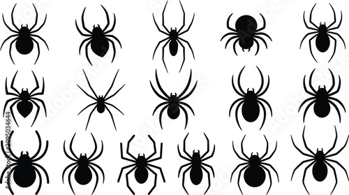 Tableau sur toile Black spider silhouettes collection for Halloween design and decoration projects